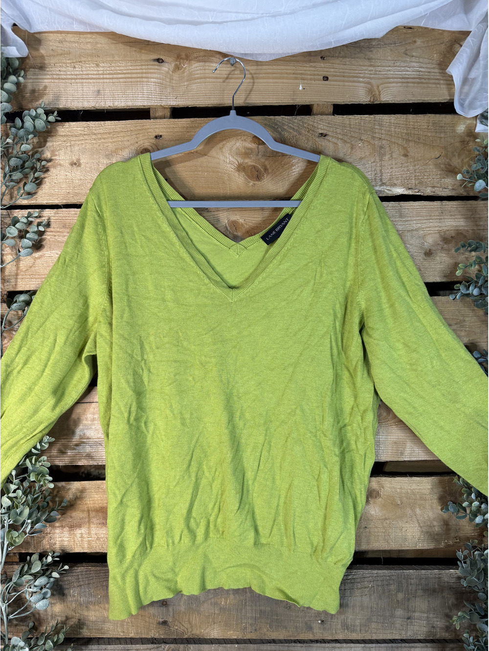Lane Bryant Lime Green V-Neck Sweater Size 18/20